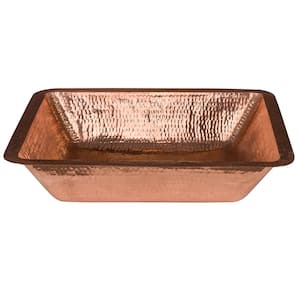 Under Counter Rectangle Hammered Copper 19 in. Bathroom Sink in Polished Copper