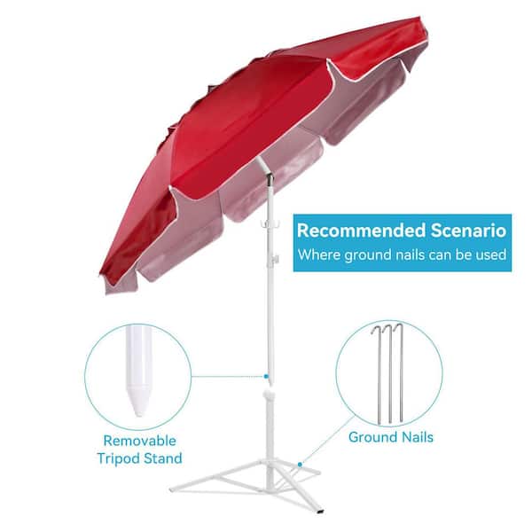 OGETFUUR 6.5 ft. Red Shade Umbrella, Premium Portable Umbrella