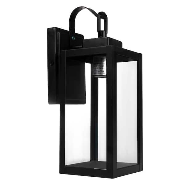 13 in. 1-Light Matte Black Outdoor Wall Lantern Sconce