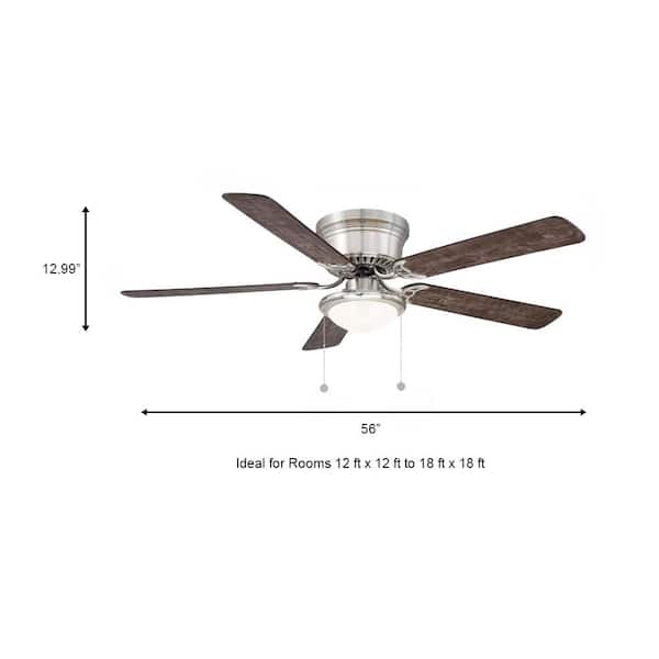 Ceiling Fan with Light Low Profile 52 inches Flush Mount Frosted Glass Black Dry 
