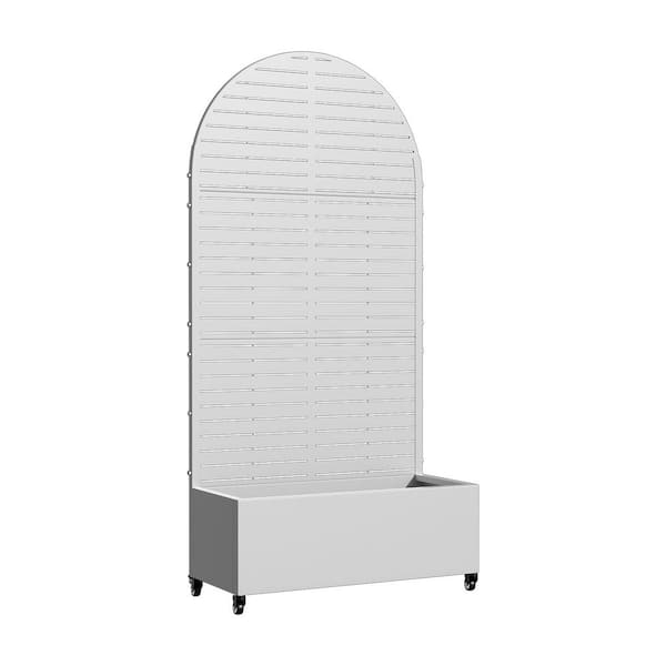 6 ft. H x 3 ft. W Metal Planter Box Privacy Screen Garden Bed with Trellis and Wheels-White