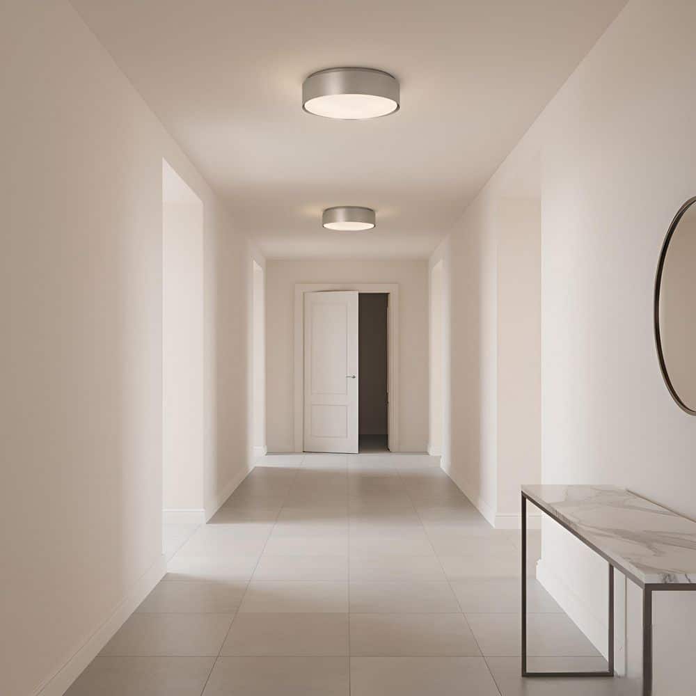 Dartmore 18 in. W x 5.625 in. H 3-Light Brushed Nickel Modern Flush Mount with Steel Shade and No Bulbs Included price history on PriceWatchPro
