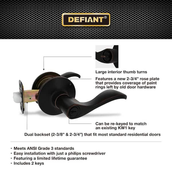 Defiant Naples Aged Bronze Keyed Entry Door Handle 32LYEX700B