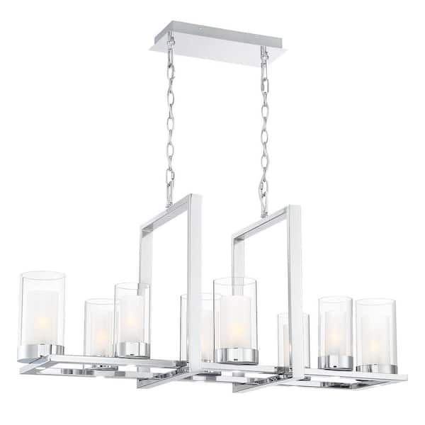 Samantha 60-Watt 8-Light LED Chrome Chandelier with Clear and Frosted Shades