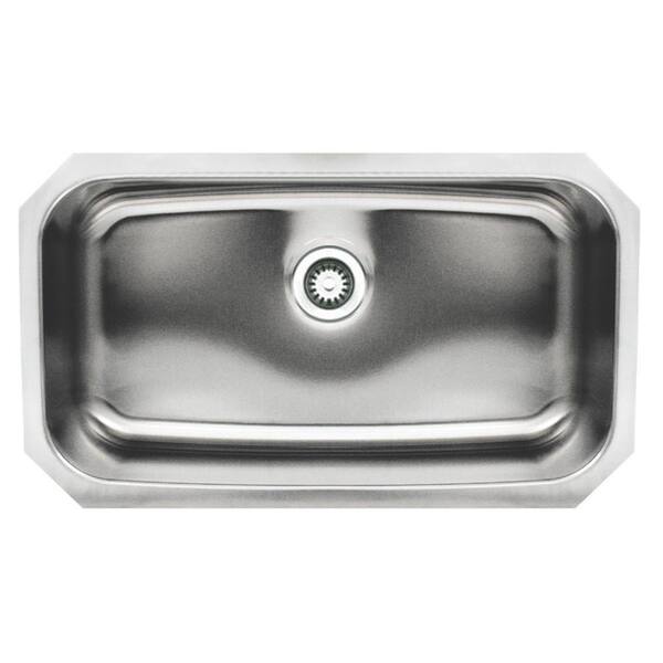 Whitehaus Collection Noah's Collection Brushed Undermount Stainless Steel 30.5 in. 0-Hole Single Bowl Kitchen Sink