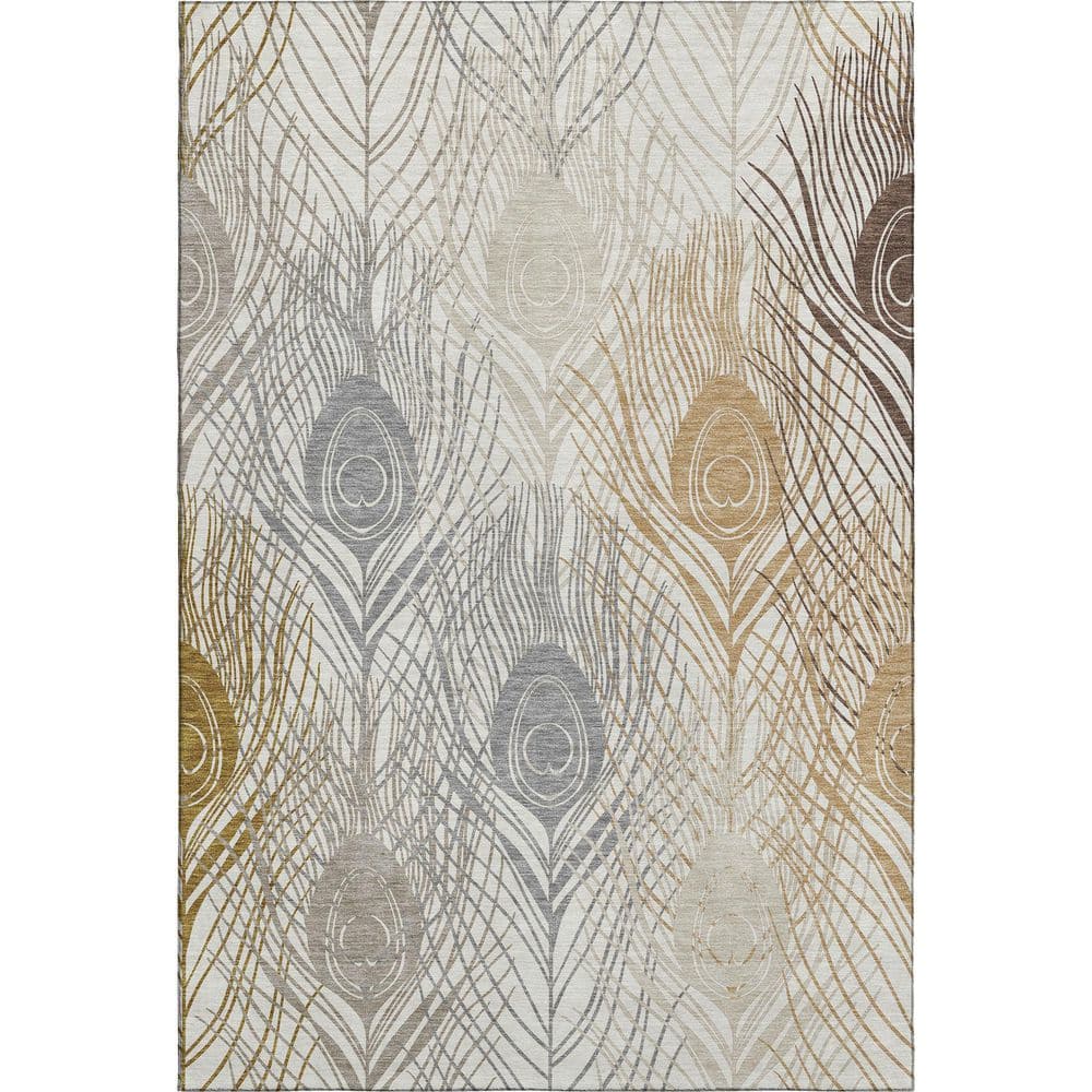 Mayfield Premium Machine Washable Abstract AMF2273 Ivory 3 ft. x 5 ft. Area Rug price history on PriceWatchPro