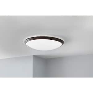 14 in. Brushed Nickel and Oil-Rubbed Bronze Selectable Integrated LED Flush Mount with Interchangeable Trim