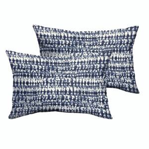 Indigo Graphic Rectangular Outdoor Knife Edge Lumbar Pillows (2-Pack)