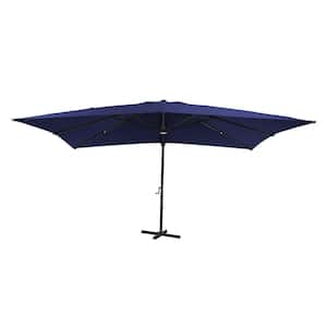 10x13 ft.  360°  Rotation Square Cantilever Patio Umbrella with Bluetooth Speaker and LED Light in Navy Blue