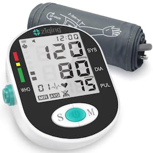 Automatic Arm Blood Pressure Monitor Heart Rate Machine with Digital Display, White
