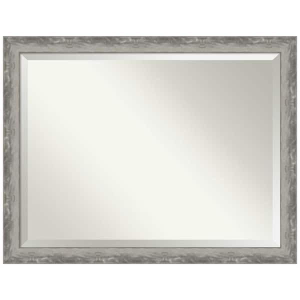 Amanti Art Waveline Silver Narrow 44.5 in. H x 34.5 in. W Framed Wall Mirror