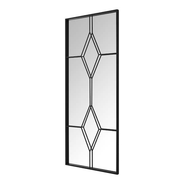 Home Decorators Collection Oversized Black Metal Frame Diamond Windowpane Classic Floor Mirror (70 in. H x 29 in. W)