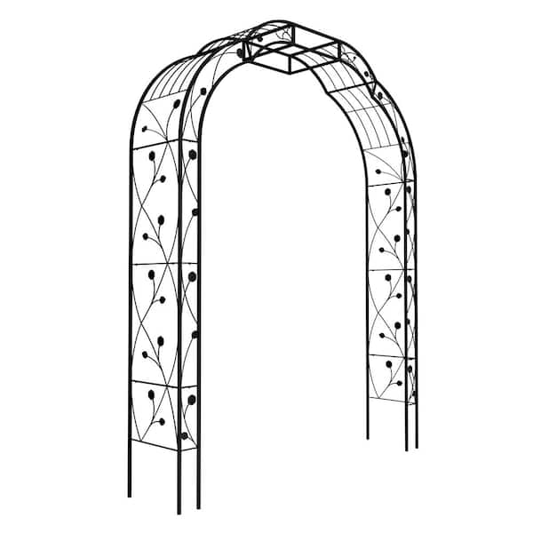 W 74.4 in. x H 98.4 in. Black Metal Garden Arbor Trellis Climbing Plants Support Rose Arch Outdoor Arch