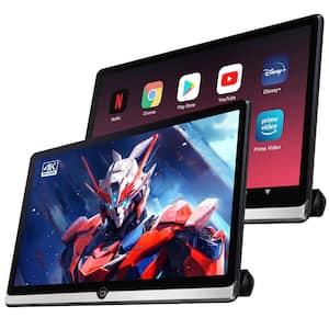 14 Inches 4K Video Player Android 11 Car Headrest Monitor Touch Screen with Wi-Fi/Bluetooth/HDMI/Mirror Link 2-Pack