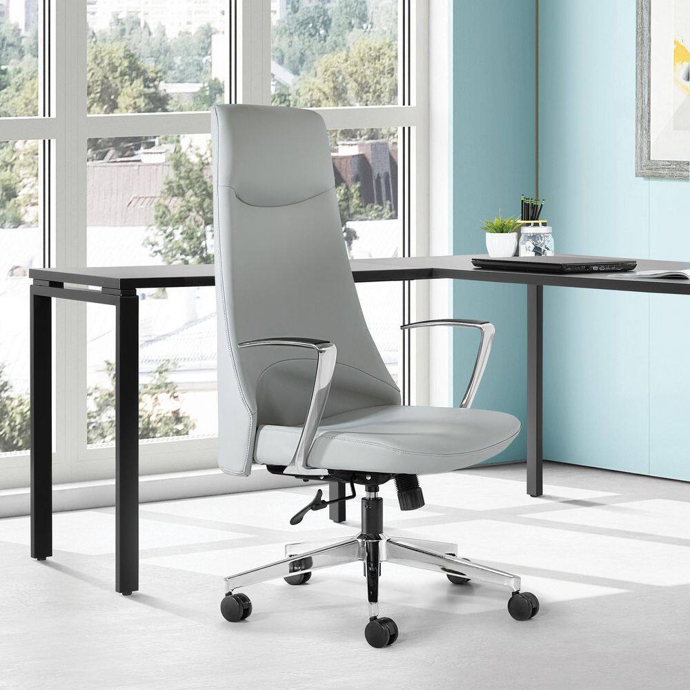 Dillon Steel High-Back Swivel Office Chair in Gray Mesh