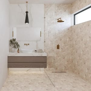 Waterbrook Pebble 2 in. x 2 in. White Stone Mosaic Tile (11 sq. ft./Case)