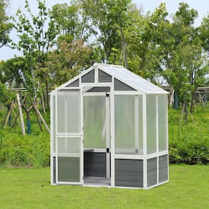 76 in. W x 48 in. D x 86 in. H Outdoor Patio Wooden Polycarbonate White Gray Greenhouse