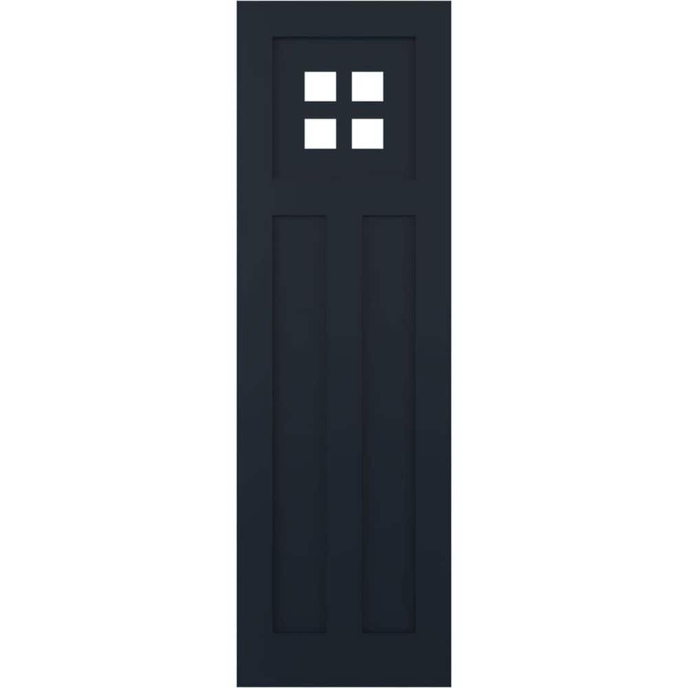 12 in. x 35 in. PVC True Fit San Antonio Mission Style Fixed Mount Flat Panel Shutters Pair in Starless Night Blue price history on PriceWatchPro