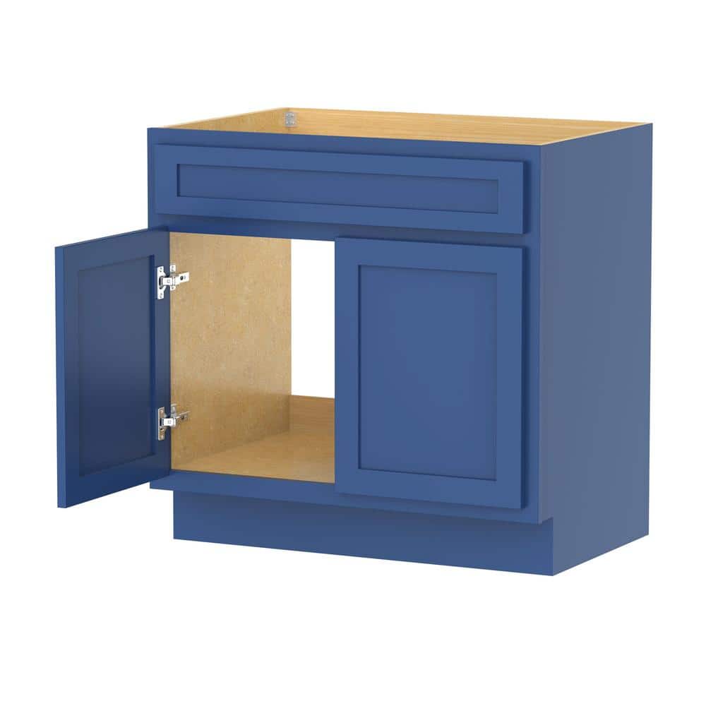 Elegant Blue Shaker Style Single Sink Bathroom Vanity Cabinet