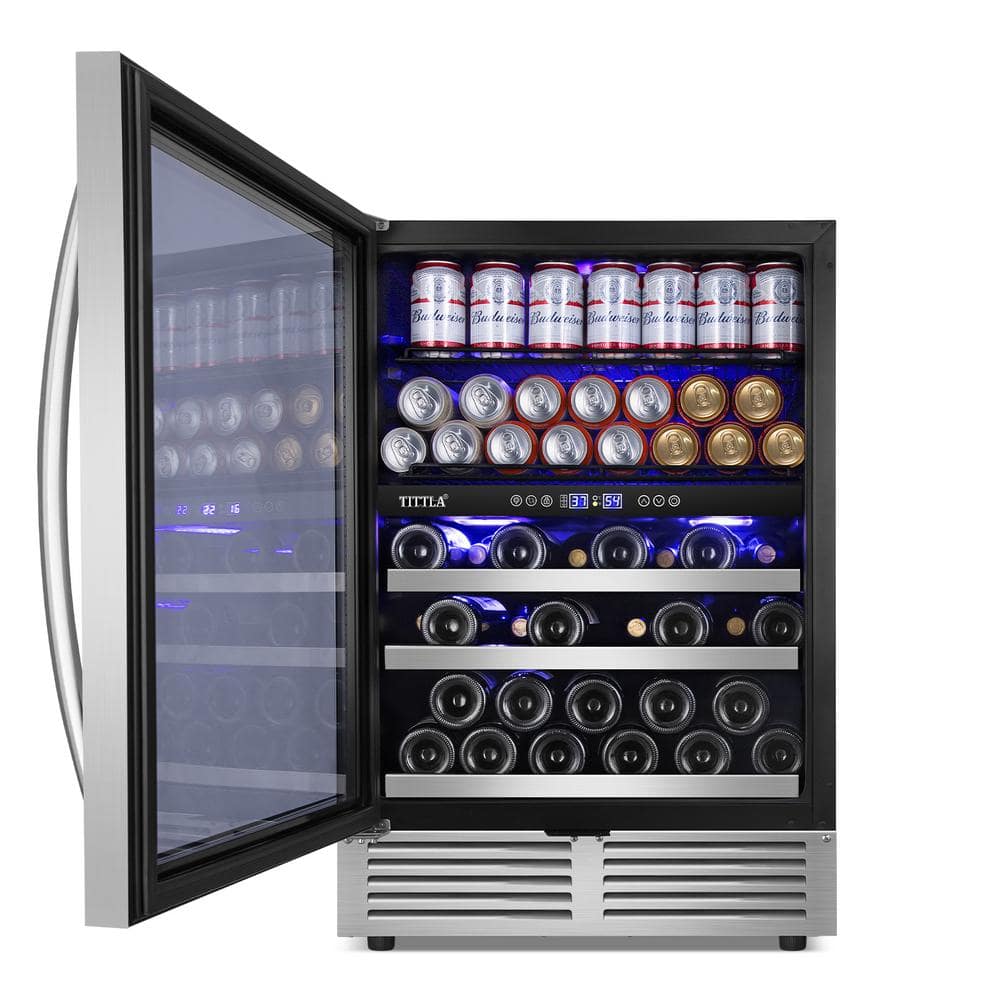 Tittla 24" Stainless Steel Dual Zone Wine and Beverage Cooler
