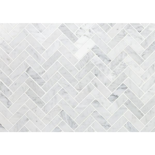 Polished Marble Stone Mosaic Wall Tile, Bianco Carrara Marble Tile 12×24