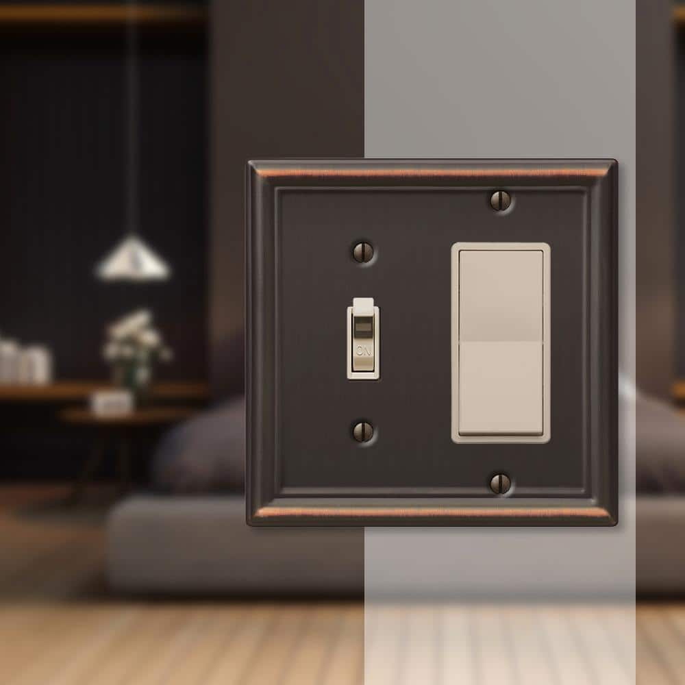 Aged Bronze 2-Gang Steel Rocker/Toggle Wall Plate