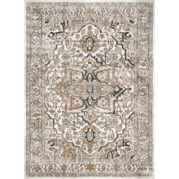 nuLOOM Darcie Traditional Medallion Beige 8 ft. x 10 ft. Indoor Area Rug