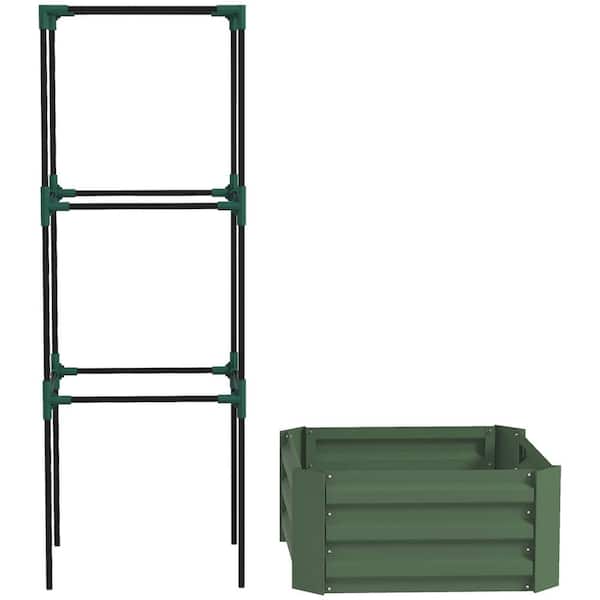 Outsunny 24 in. x 24 in. x 11.75 in. Galvanized Steel Raised Garden Bed, Green