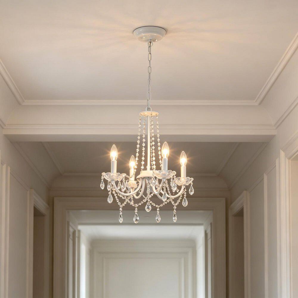 4 Light Bright White Crystal Chandelier Classic Candle Style Pendant Chandeliers with Crystal for Dining Room Foyer price history on PriceWatchPro