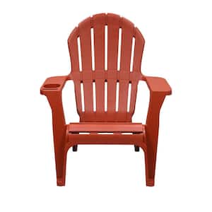 Chili Red Plastic Adirondack Chair with Cup and Phone Holder
