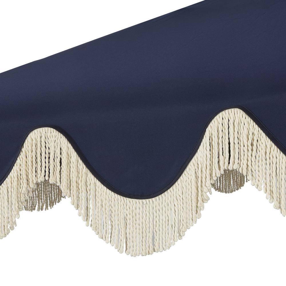 Navy and Cream 9 ft. Cottage Tassel Patio Umbrella