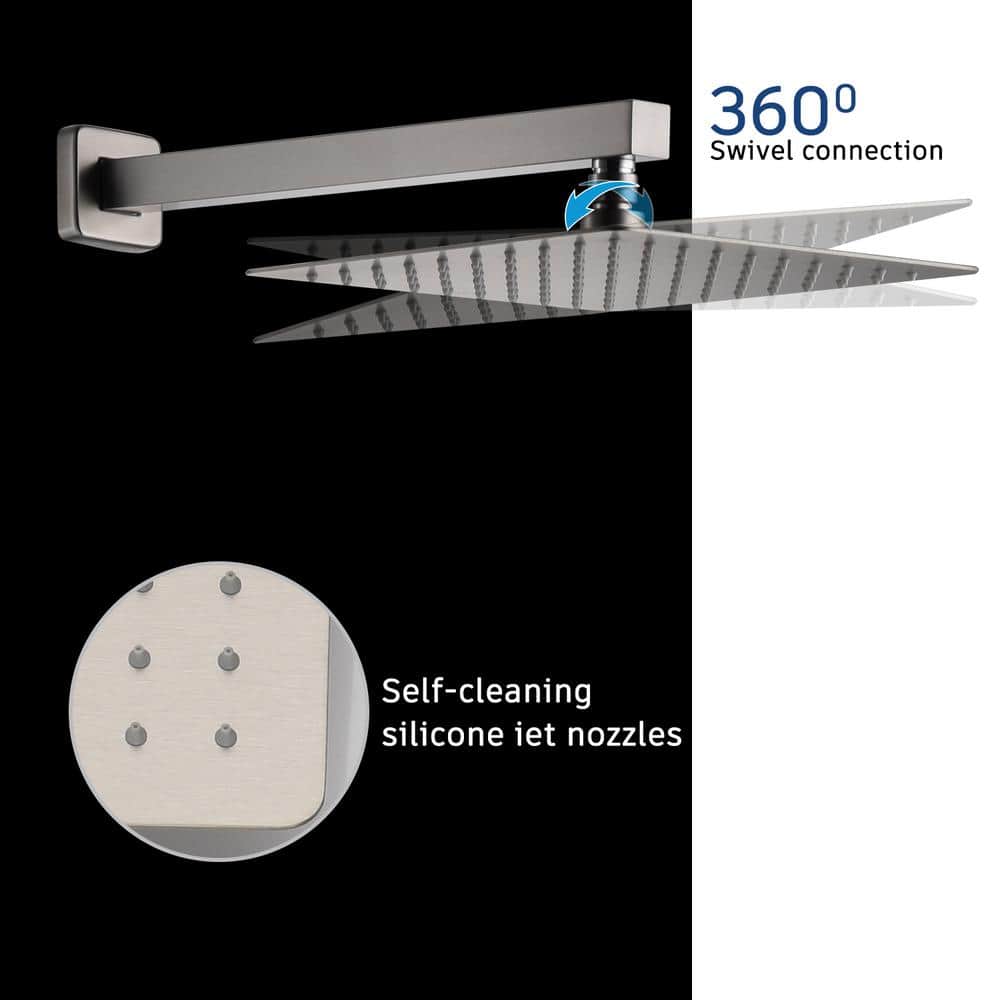 Large Brushed Nickel Dual Rain Shower System with Handheld
