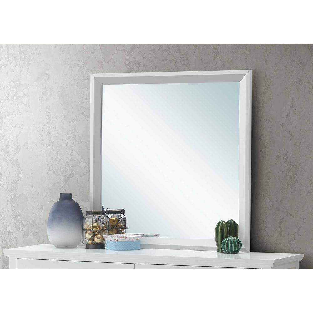 Classic Square Silver Champagne 36" Wood Framed Dresser Mirror