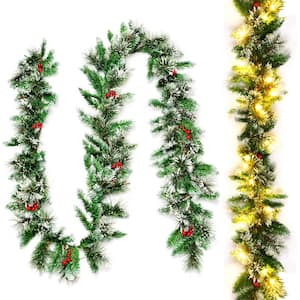 9 ft. Pre-Lit Artificial Christmas Garland Decoration Rattan with LED Lights Timer
