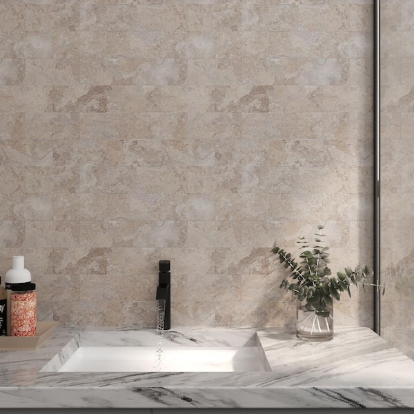 11.6 in. x 11.3 in. Peel and Stick Backsplash for Kitchen Stick on Backsplash Adhesive PVC Wall Tile, Beige (10-Pack)