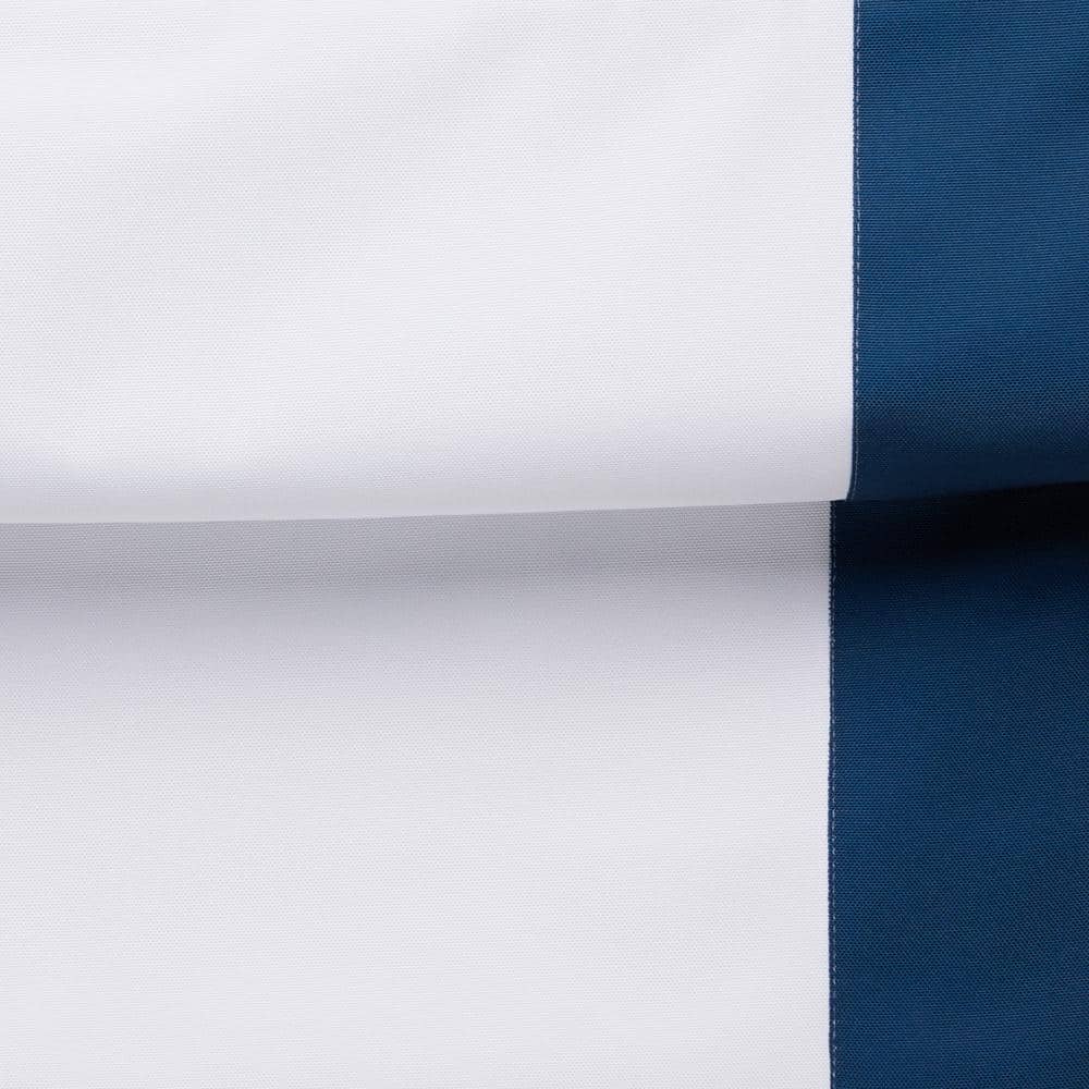 White and Denim Cordless Blackout Roman Shade