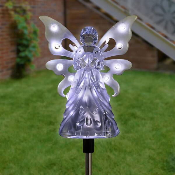 Exhart Solar Angel 2.82 ft. White Plastic Garden Stake 20714