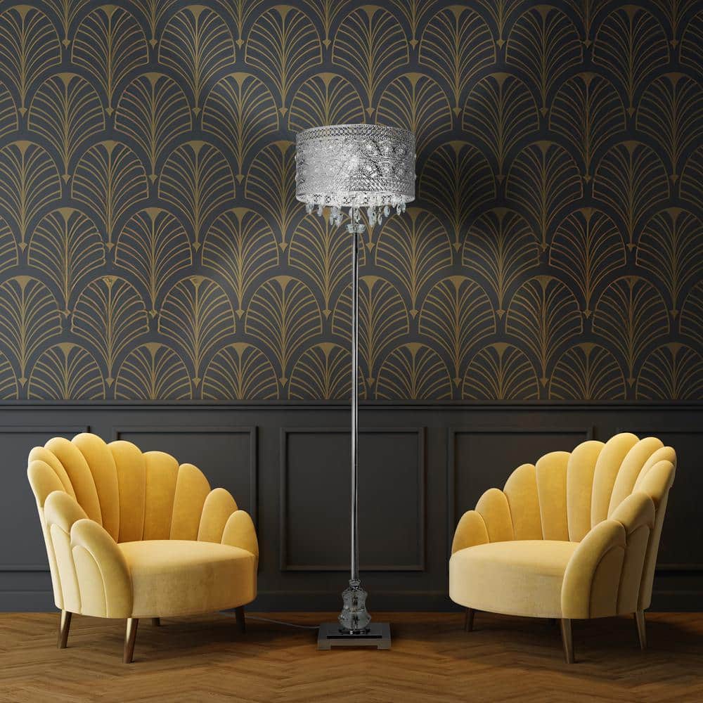 Monroe Polished Nickel 60.5" Crystal Jewel Floor Lamp