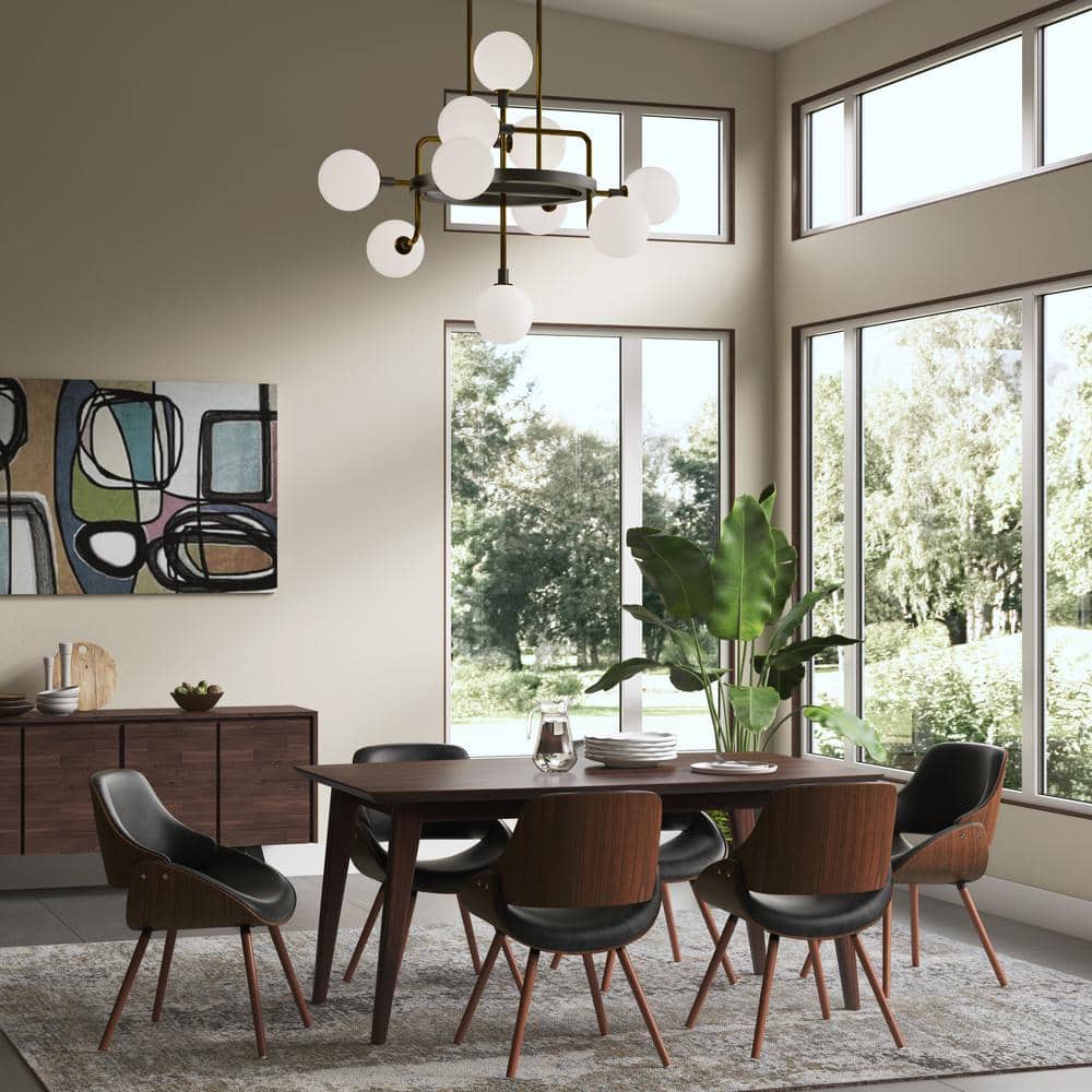 Mid-Century Modern Black Faux Leather Upholstered Side Chair