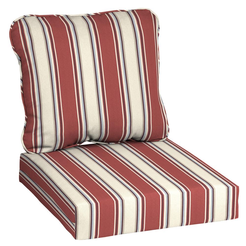 Hampton Bay 24 in. x 22 in. Chili Herringbone Stripe Deep Seating
