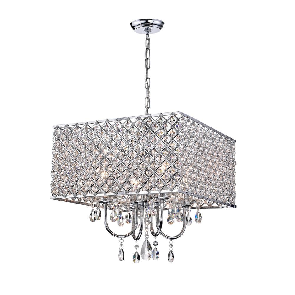 Royal 17" Chrome and Crystal Drum Chandelier