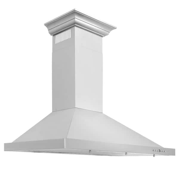 30 in. 400 CFM Convertible Vent Pyramid Wall Mount Range Hood with Crown Molding in Stainless Steel