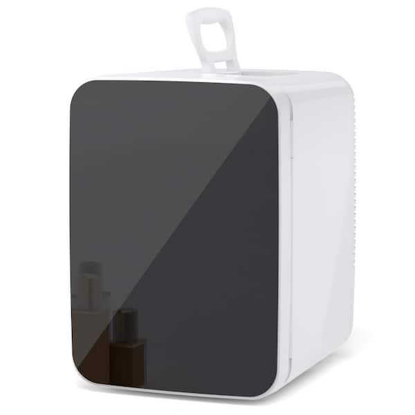 COWSAR 9.84 in. 0.35 cu. ft. Retro Mini Refrigerator in White for Bedroom, Portable Cooler for Cosmetics, Food and Drinks