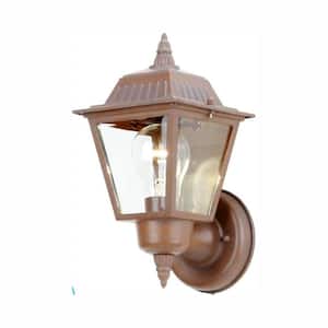 Hampton Bay 10.25 in. Rustic Bronze 1-Light Outdoor Line Voltage Wall Sconce with No Bulb Included