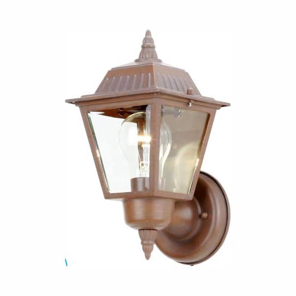 Hampton Bay Rustic Bronze 1-Light Outdoor Line Voltage Hardwired Porch Light Wall Sconce with No Bulb Included