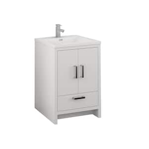 Imperia 24 in. Modern Bathroom Vanity in Glossy White with Vanity Top in White with White Basin