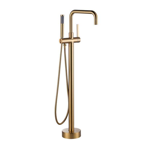 ALEASHA Single-Handle Freestanding Tub Faucet with Hand Shower in Gold