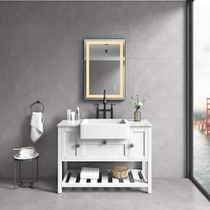 36 in. x 24 in. LED High Lumen Anti-Fog Rectangular Frameless Separately Control Single Bathroom Vanity Mirror in Silver