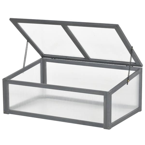 3.27 ft. x 2.12 ft. x 1.31 ft. Wooden Framed Greenhouse Polycarbonate Cold Frame Outdoor Raised Planter Box Protection