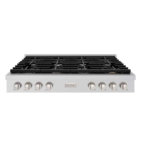 Paramount 48 in. 8-Burner Porcelain Cooktop in Stainless Steel